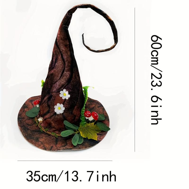 Women Gothic Costume Hat Halloween Party Flower & Leaf Decor Distressed Craft