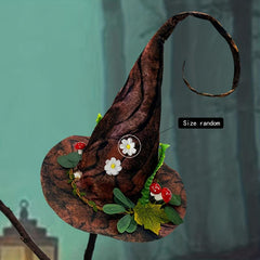 Women Gothic Costume Hat Halloween Party Flower & Leaf Decor Distressed Craft