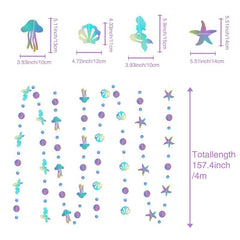 Mermaid Garland w/ Jellyfish, Seashell, Starfish, Pearl, Holographic Streamer