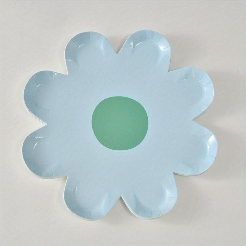 10 Disposable Small Daisy Paper Plates for Theme Party Decoration