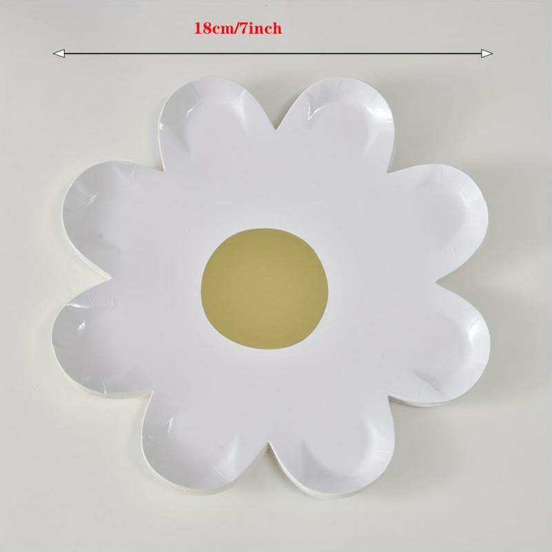 10 Disposable Small Daisy Paper Plates for Theme Party Decoration