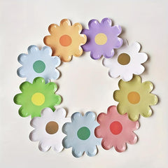 10 Disposable Small Daisy Paper Plates for Theme Party Decoration