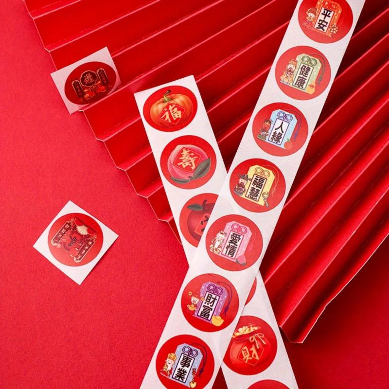 500pcs Happy Year Spring Decorative Stickers for Wrapping Label Envelope