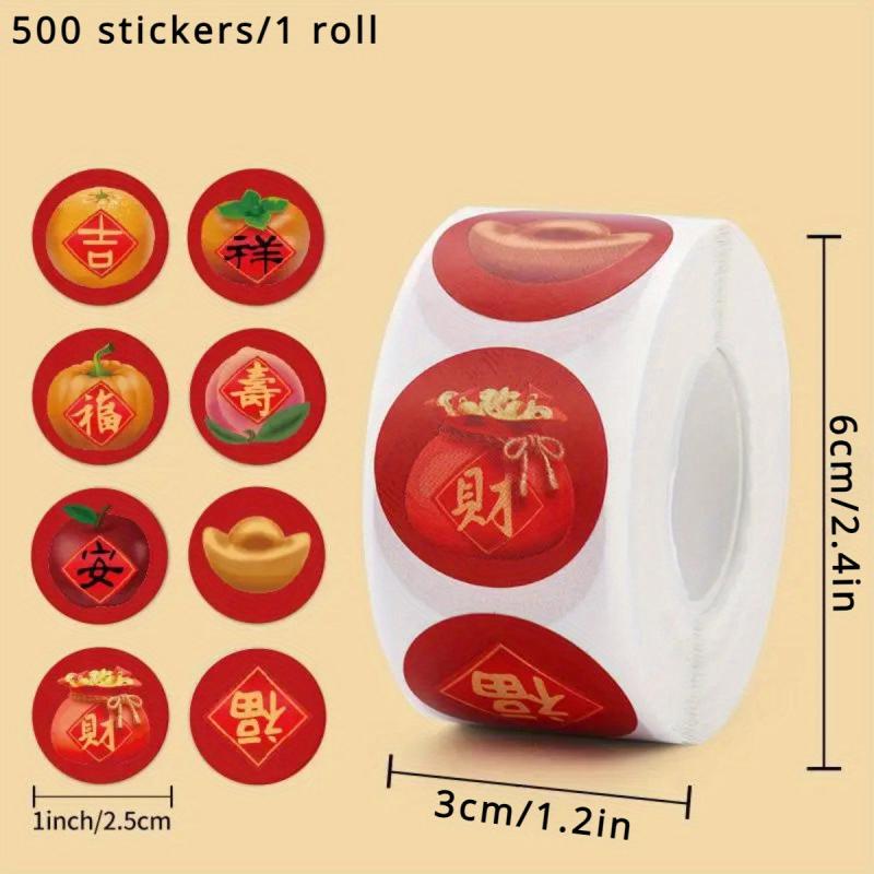 500pcs Happy Year Spring Decorative Stickers for Wrapping Label Envelope