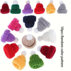 10pcs Mini Knitted Christmas Hats for DIY Crafts