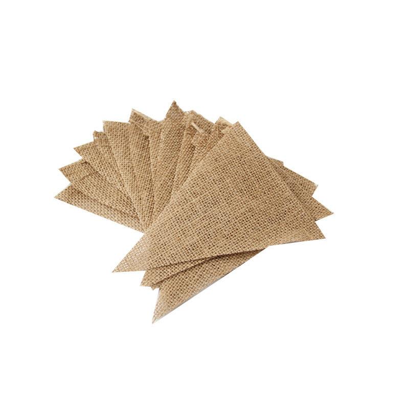 48pcs Burlap Triangle Flag Retro Wedding Supplies Decoration String Flag