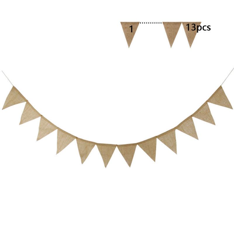 48pcs Burlap Triangle Flag Retro Wedding Supplies Decoration String Flag