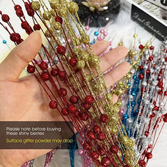 5pcs Christmas Golden Sequins Berry Bouquet Christmas Decoration DIY Accessories