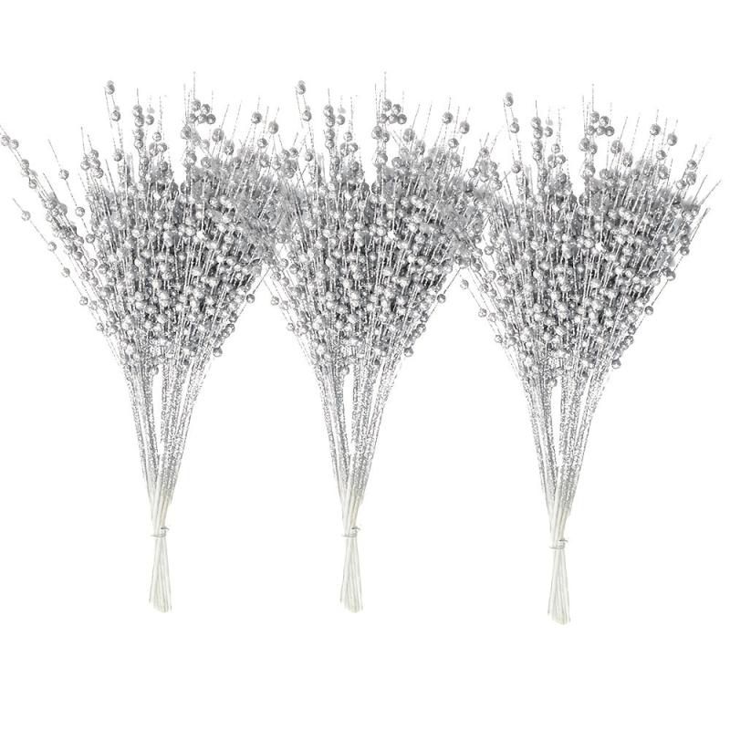 5pcs Christmas Golden Sequins Berry Bouquet Christmas Decoration DIY Accessories