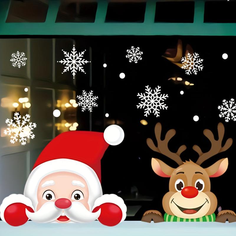 Christmas Snowflake Window Cling Stickers For Glass Decorations