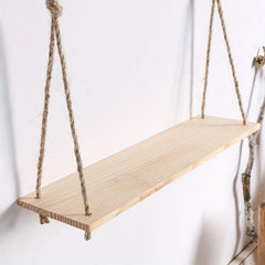 Rustic Rope Hanging Shelves Wood Wall Hanging Shelf Swing Shelf Wall Display