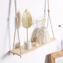 Rustic Rope Hanging Shelves Wood Wall Hanging Shelf Swing Shelf Wall Display