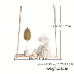 Rustic Rope Hanging Shelves Wood Wall Hanging Shelf Swing Shelf Wall Display