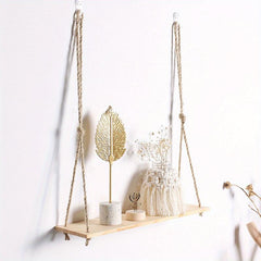 Rustic Rope Hanging Shelves Wood Wall Hanging Shelf Swing Shelf Wall Display