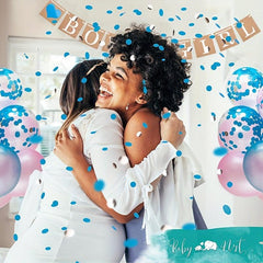 Gender Reveal Party Decor: BOY OR GIRL Banner, Confetti Balloons, Photo Props