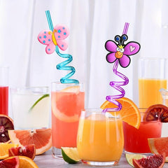 24pcs Butterfly Drinking Straws w/ 2pcs Cleaning Brush for Party Supplies