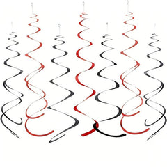 12pcs Red Swirl Hanging Decoration For Birthday Halloween Wedding Party