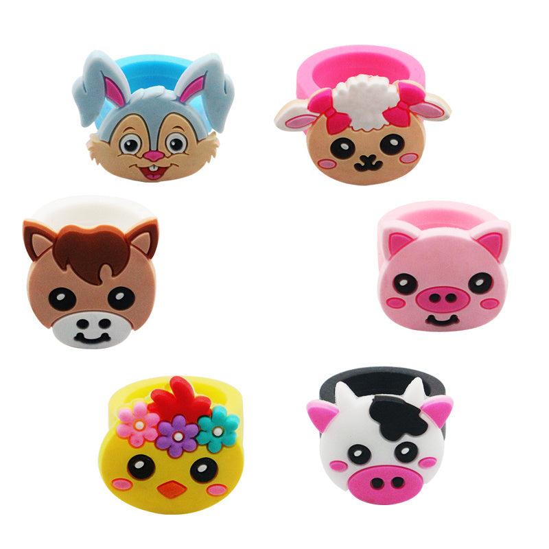 12pcs Farm Animal Rings for Kids