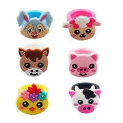 12pcs Farm Animal Rings for Kids