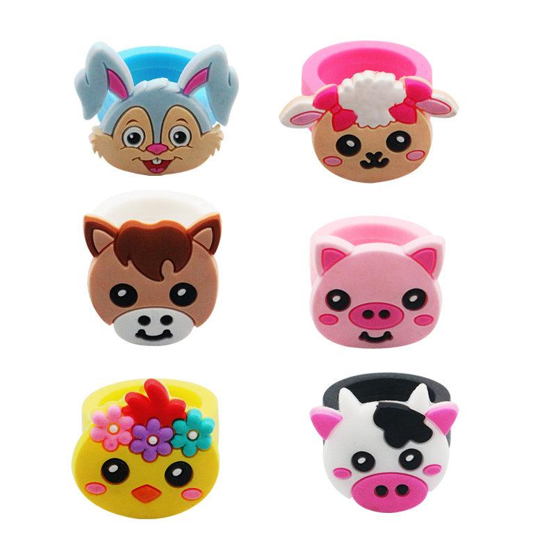 12pcs Farm Animal Rings for Kids