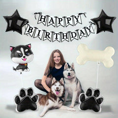 6pcs Husky Balloon Dog Husky Birthday Decoration Paw Print Balloons