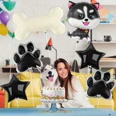 6pcs Husky Balloon Dog Husky Birthday Decoration Paw Print Balloons