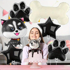 6pcs Husky Balloon Dog Husky Birthday Decoration Paw Print Balloons