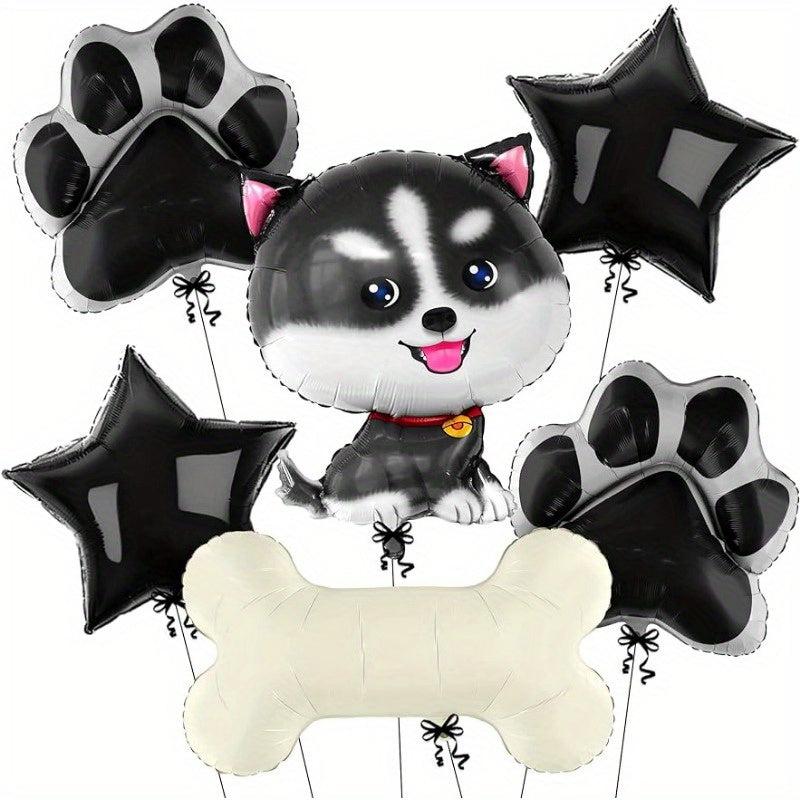6pcs Husky Balloon Dog Husky Birthday Decoration Paw Print Balloons