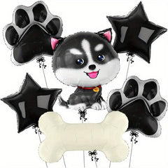 6pcs Husky Balloon Dog Husky Birthday Decoration Paw Print Balloons