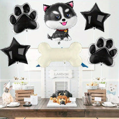 6pcs Husky Balloon Dog Husky Birthday Decoration Paw Print Balloons