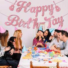 Singer Birthday Decorations Happy Birthday Banner Glitter Rose Golden