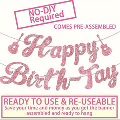 Singer Birthday Decorations Happy Birthday Banner Glitter Rose Golden