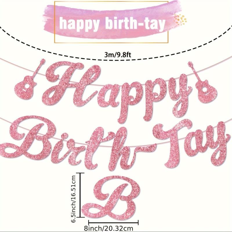 Singer Birthday Decorations Happy Birthday Banner Glitter Rose Golden