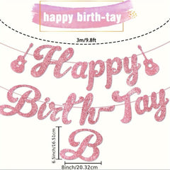Singer Birthday Decorations Happy Birthday Banner Glitter Rose Golden