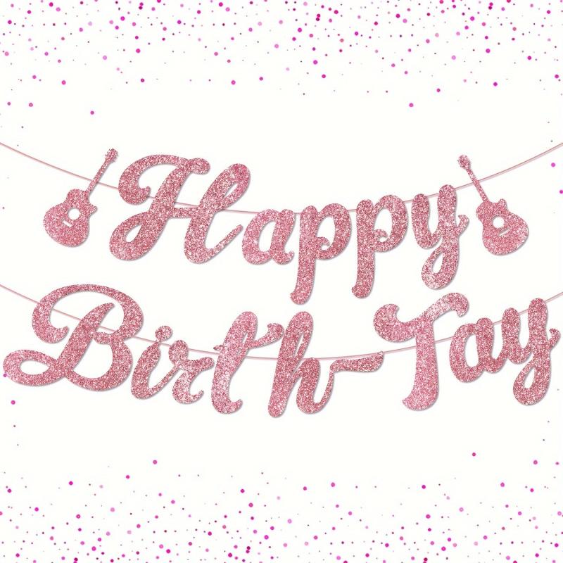 Singer Birthday Decorations Happy Birthday Banner Glitter Rose Golden