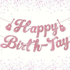Singer Birthday Decorations Happy Birthday Banner Glitter Rose Golden