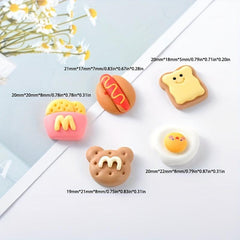 10pcs Resin Cartoon Food Play Bread Cream for DIY Mobile Case Decor