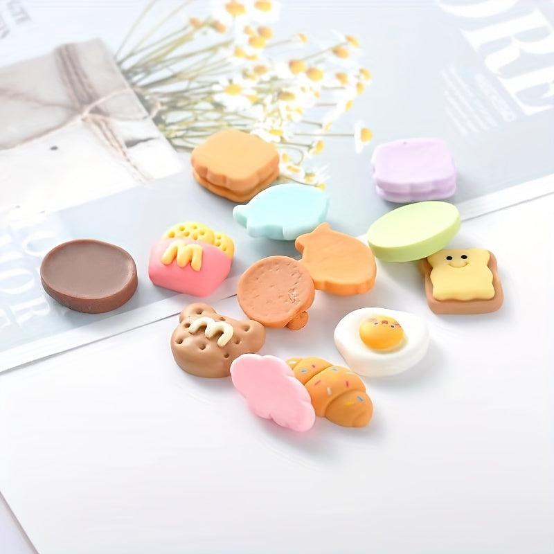 10pcs Resin Cartoon Food Play Bread Cream for DIY Mobile Case Decor