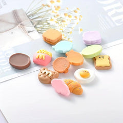 10pcs Resin Cartoon Food Play Bread Cream for DIY Mobile Case Decor