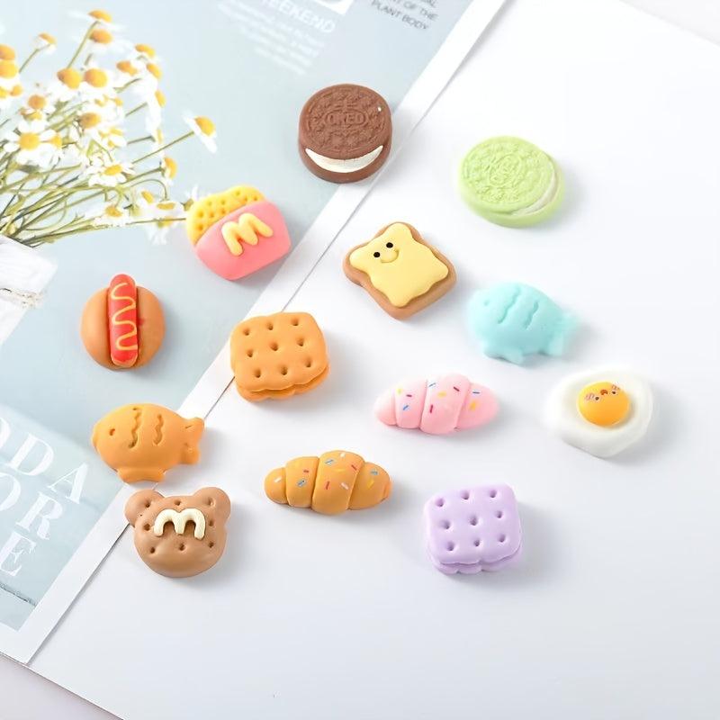 10pcs Resin Cartoon Food Play Bread Cream for DIY Mobile Case Decor