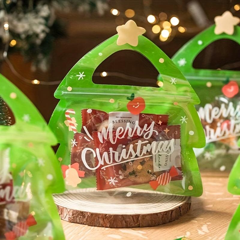 25pcs Christmas Gift Bag Candy Chocolate Cookie Biscuit Packing Tree Zipper Bags