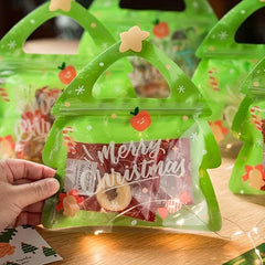 25pcs Christmas Gift Bag Candy Chocolate Cookie Biscuit Packing Tree Zipper Bags