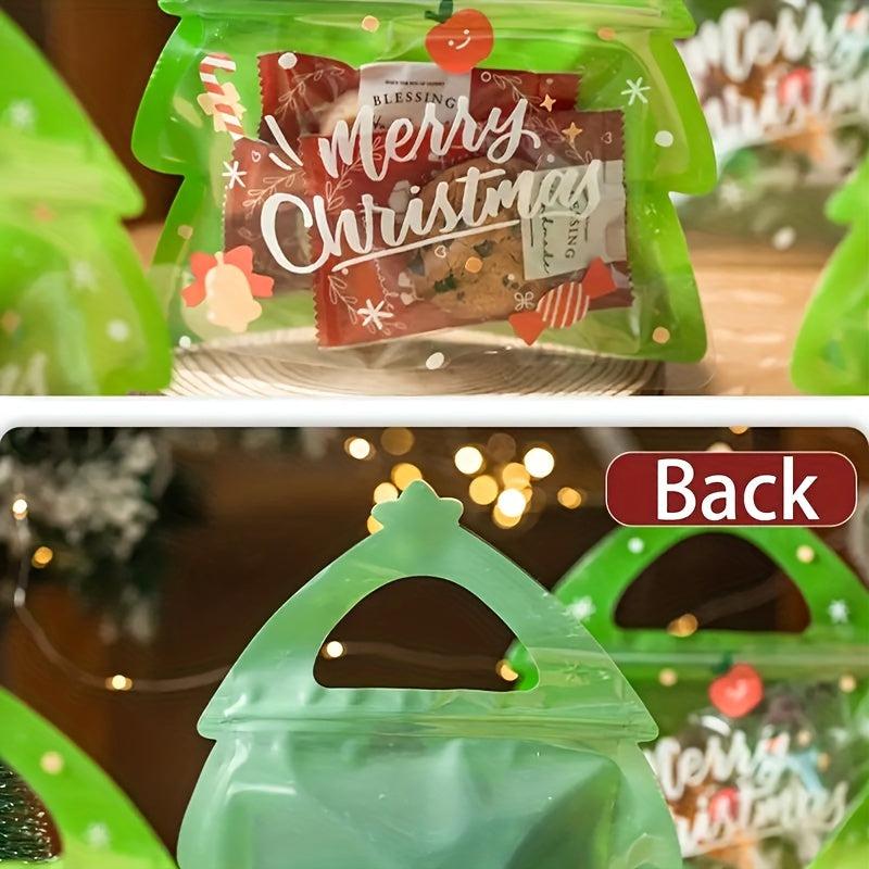 25pcs Christmas Gift Bag Candy Chocolate Cookie Biscuit Packing Tree Zipper Bags