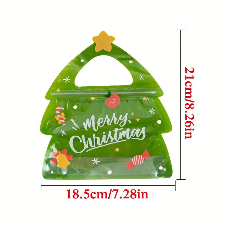 25pcs Christmas Gift Bag Candy Chocolate Cookie Biscuit Packing Tree Zipper Bags