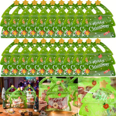 25pcs Christmas Gift Bag Candy Chocolate Cookie Biscuit Packing Tree Zipper Bags