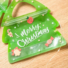25pcs Christmas Gift Bag Candy Chocolate Cookie Biscuit Packing Tree Zipper Bags