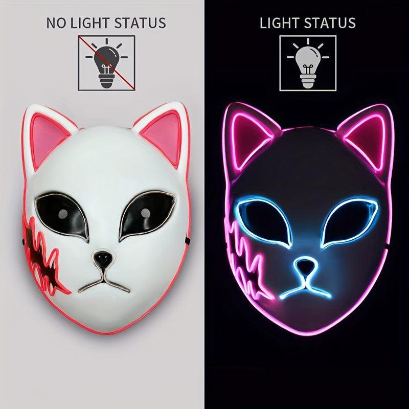 LED Light Up Cat Face Halloween Party Mask