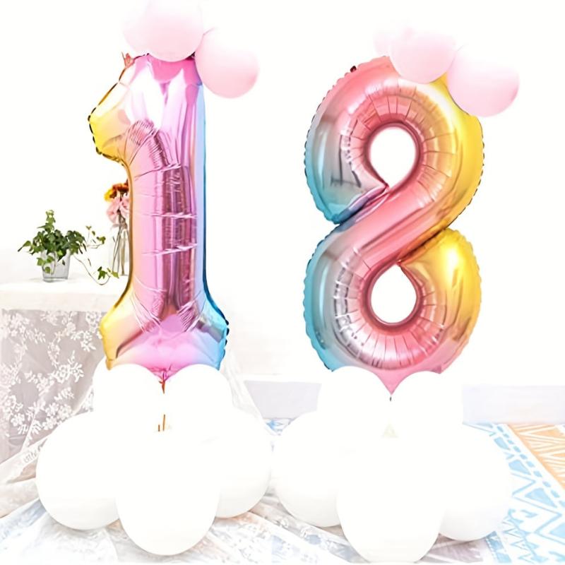 Gradient Aluminum Film Balloons 9-Pack for Birthday Party