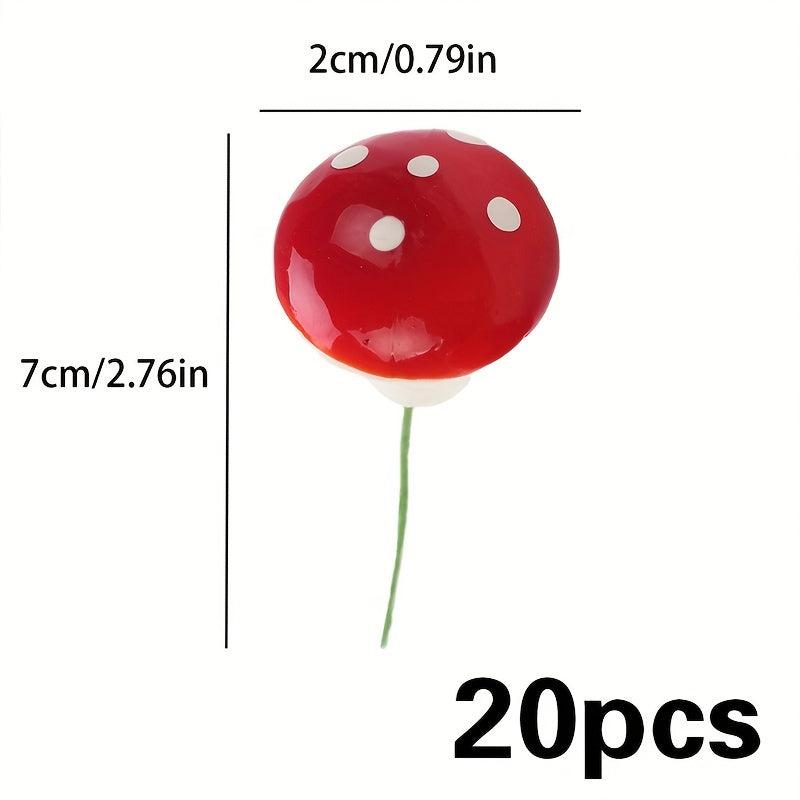 20pcs Miniature Garden Mushroom Ornament