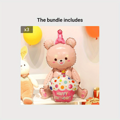3D Cake Bear Aluminum Film Balloon Kids Birthday Party Decoration